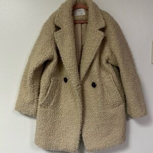 Girls Zara double breasted teddy coat